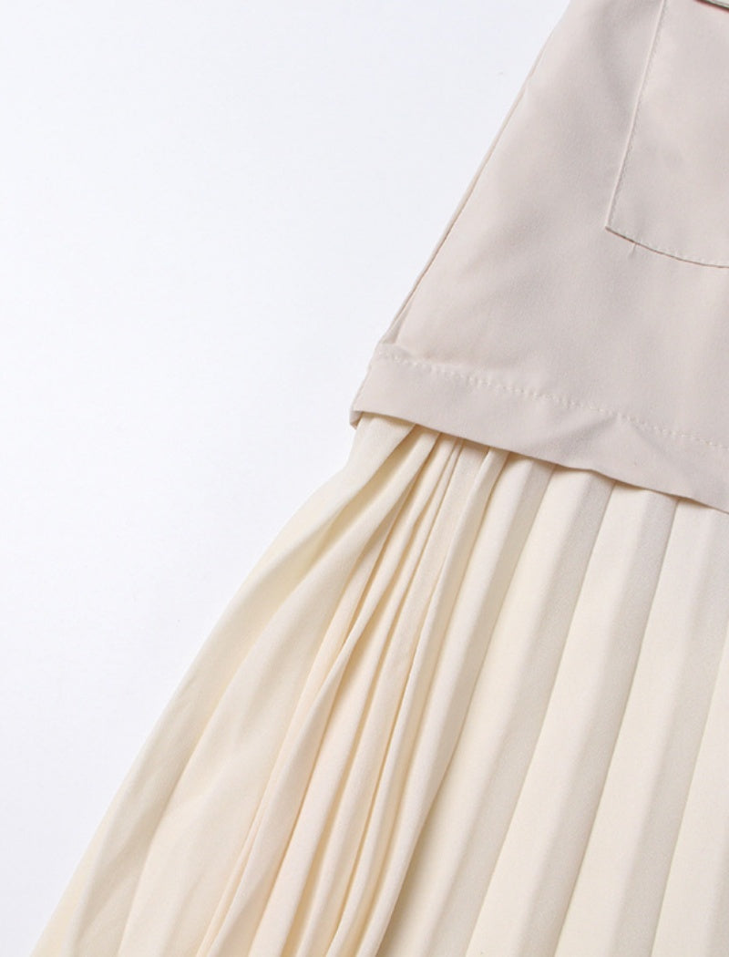 Asymmetrical Pleated Skirt with Button Details