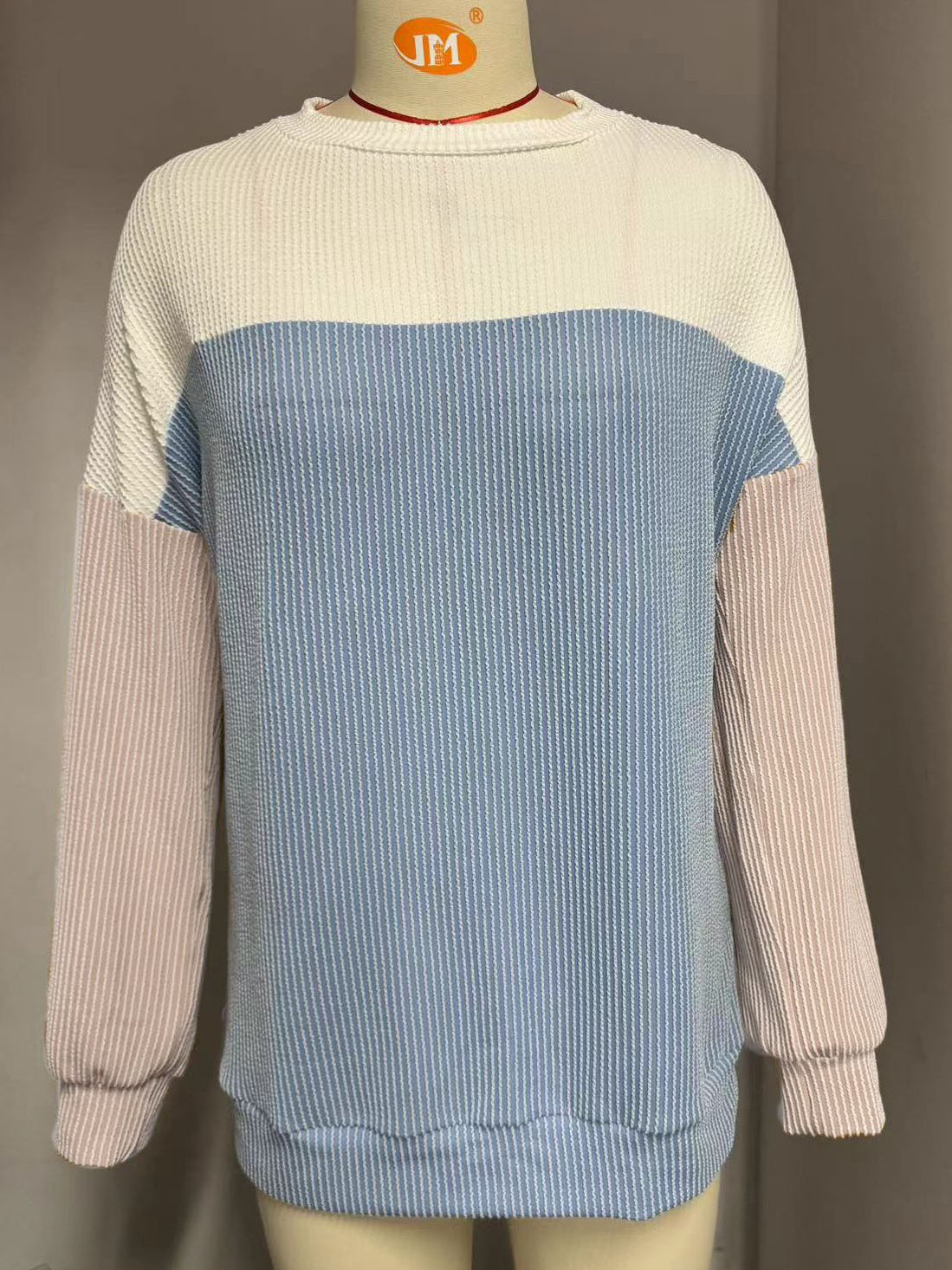 Ribbed Knit Colorblock Pullover