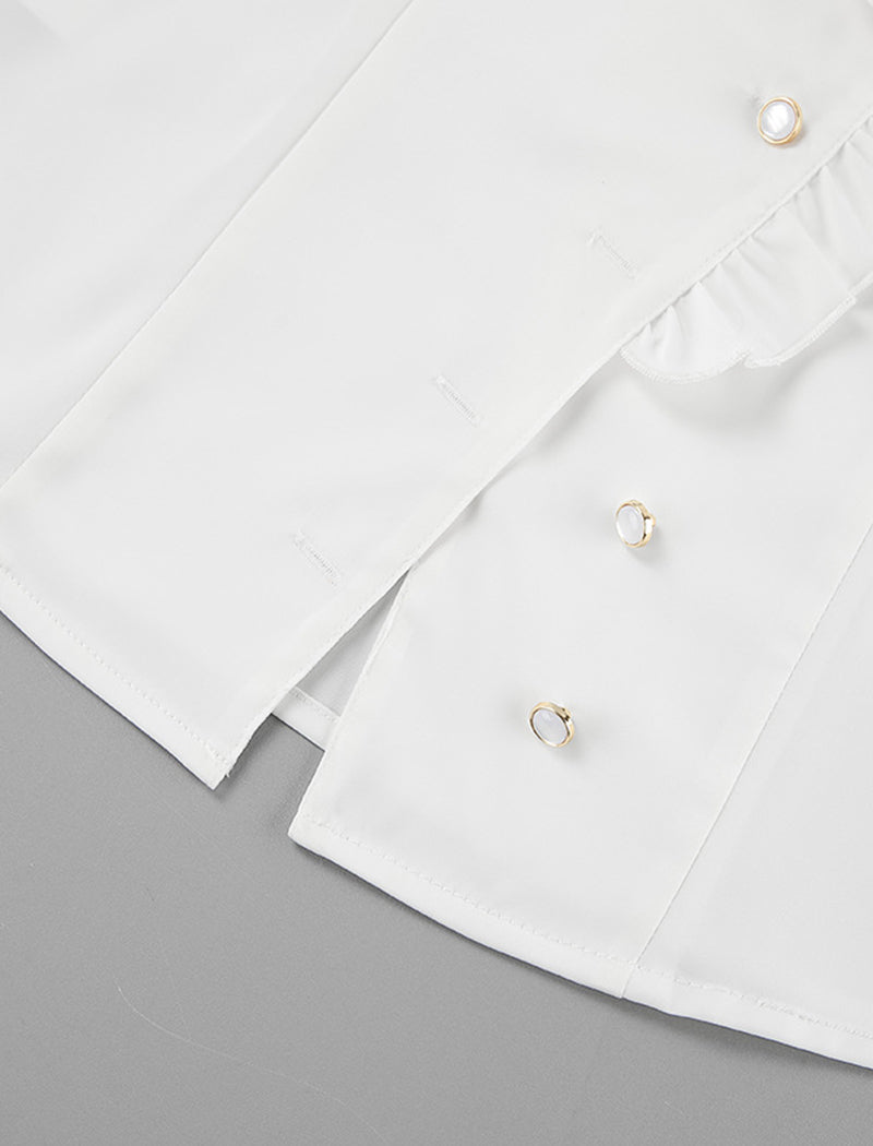 Ruffle Trim Long Sleeve Shirt