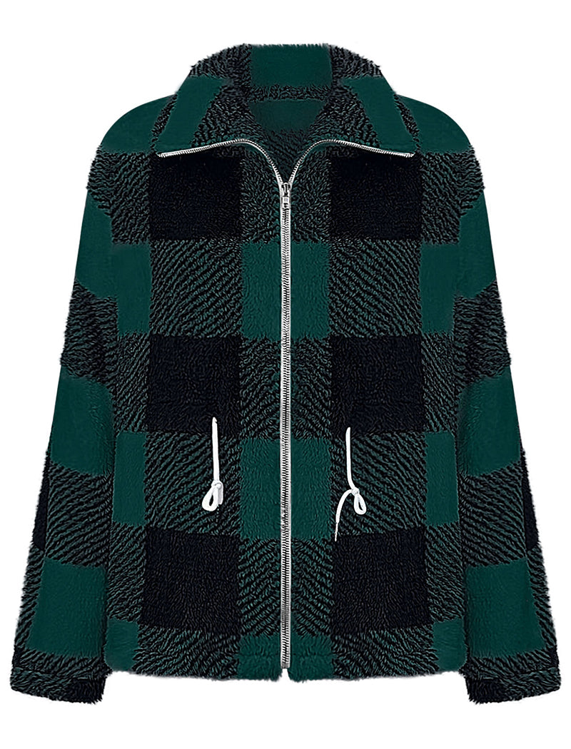 Plaid Pattern Zipper Jacket