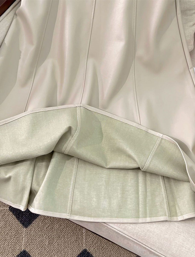 High-Waisted Pleated A-Line Skirt