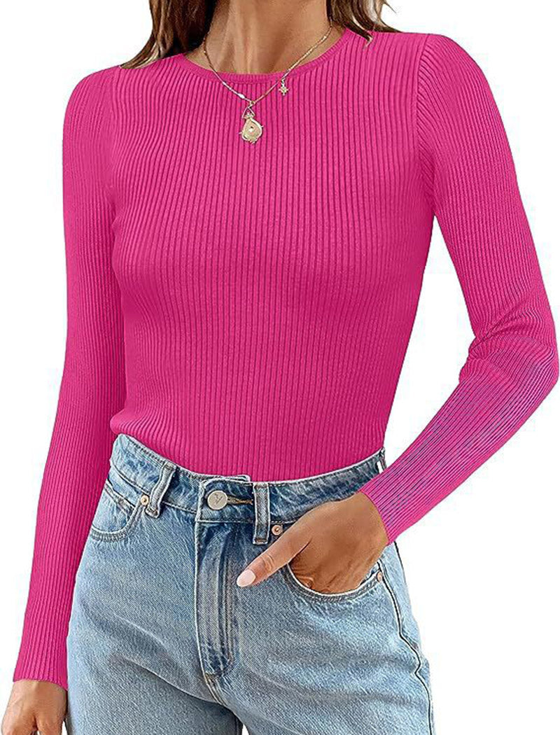 Ribbed Knit Basic Long Sleeve Top