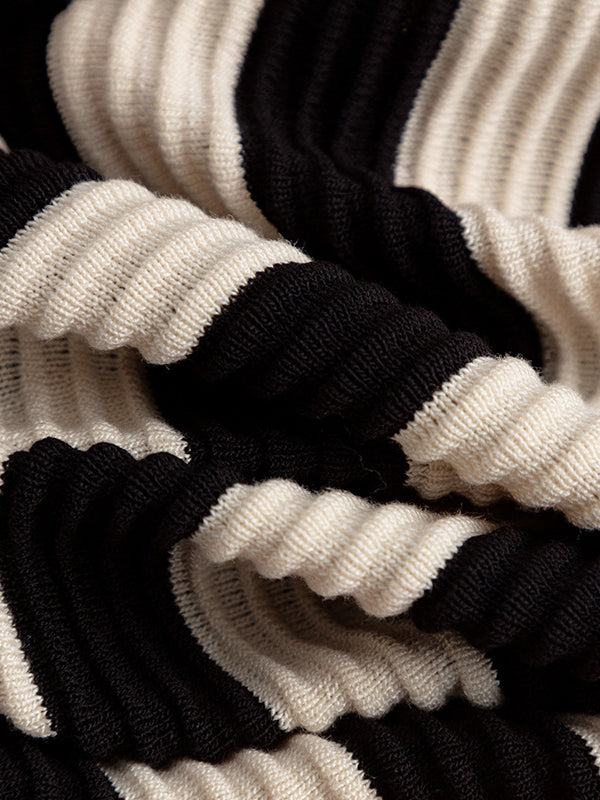 Striped Short-Sleeve Top & Wide-Leg Pants Set