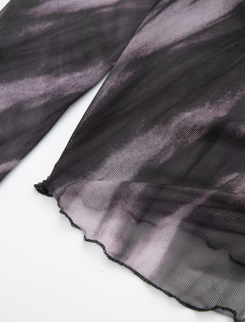 Tie-Dye Sheer Long Sleeve Top