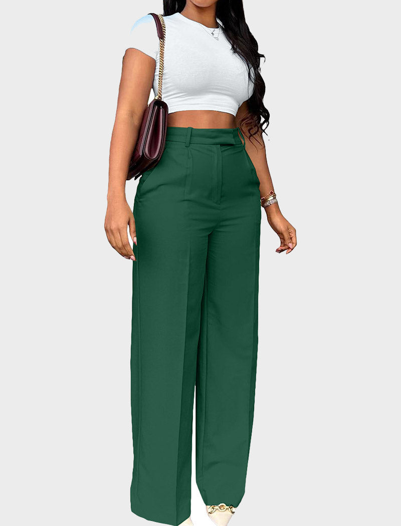 High-Waist Straight-Leg Pants