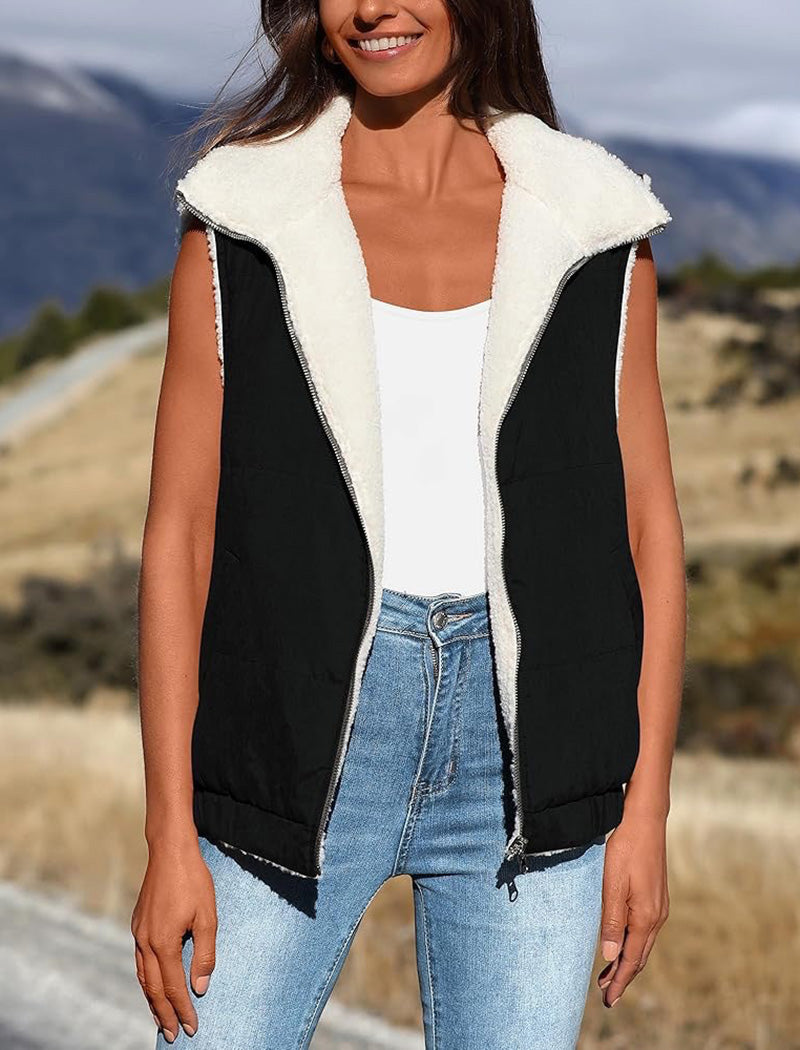 Reversible Zip-Up Quilted Vest