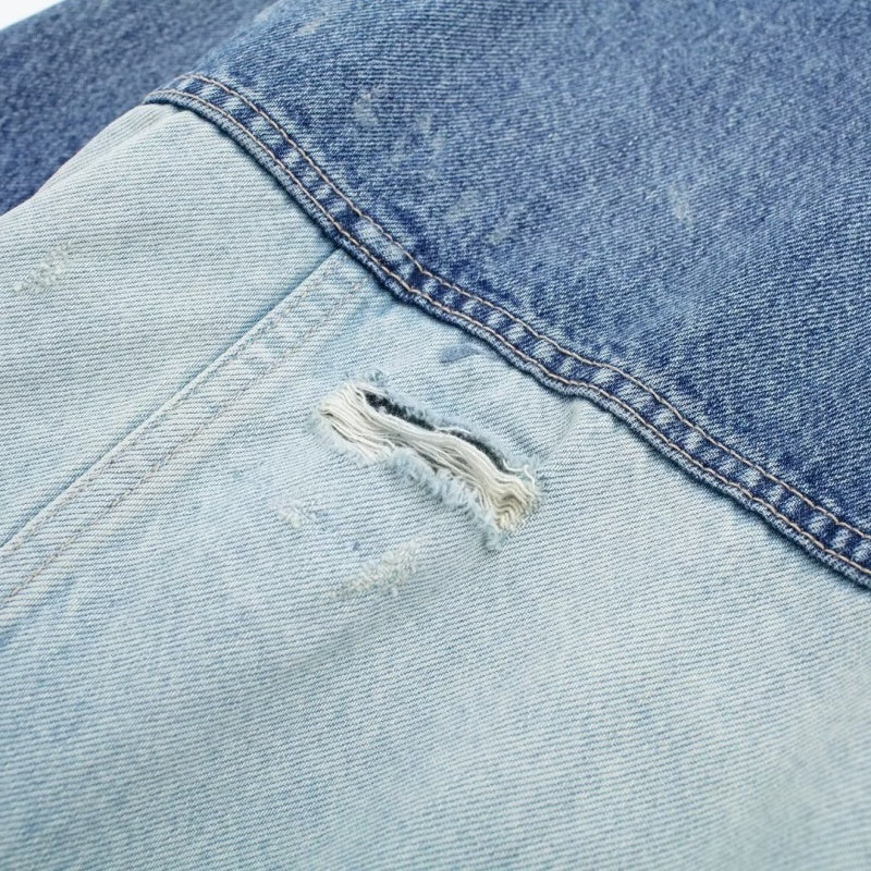 Colorblock Cropped Denim Jacket