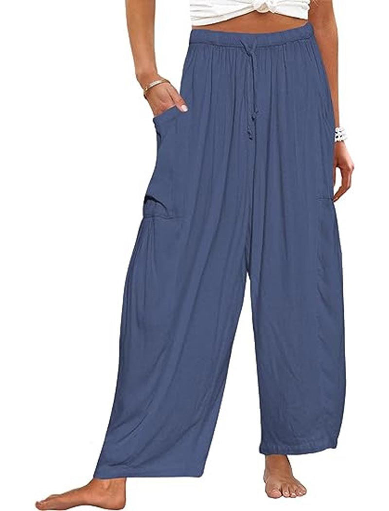 Drawstring Wide-Leg Cargo Pants