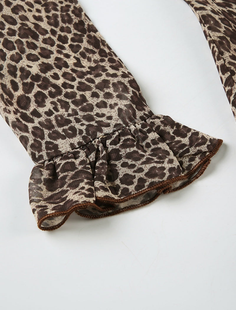 Ruffled Leopard Print Blouse