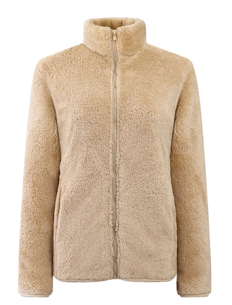 Fleece Zip-Up Jacket with Stand Collar