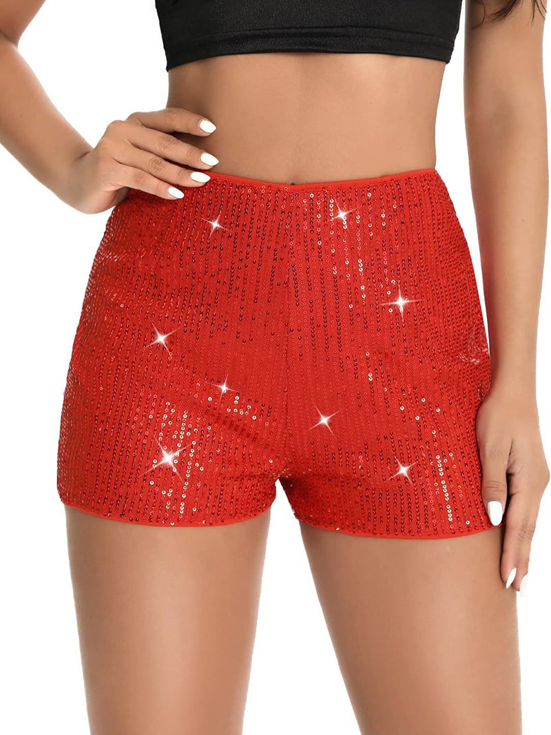 Sequined High-Waist Shorts