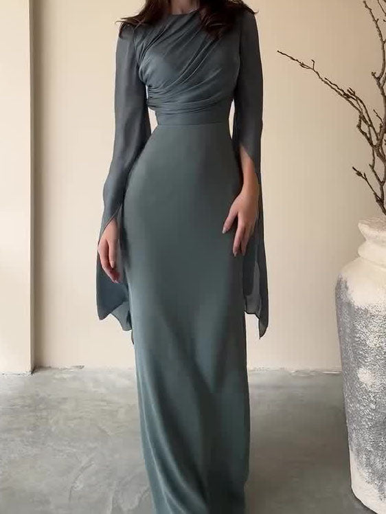 Draped Sleeves Bodycon Maxi Dress