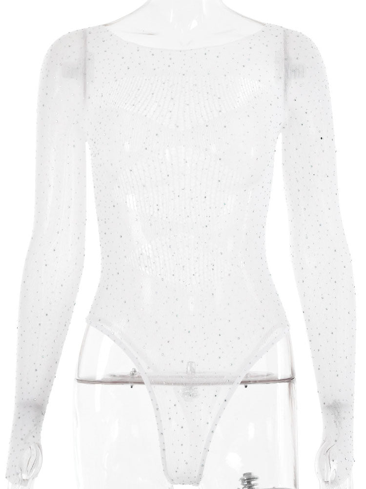 Sheer Mesh Rhinestone Bodysuit