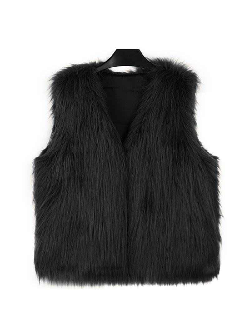 V-Neck Faux Fur Vest