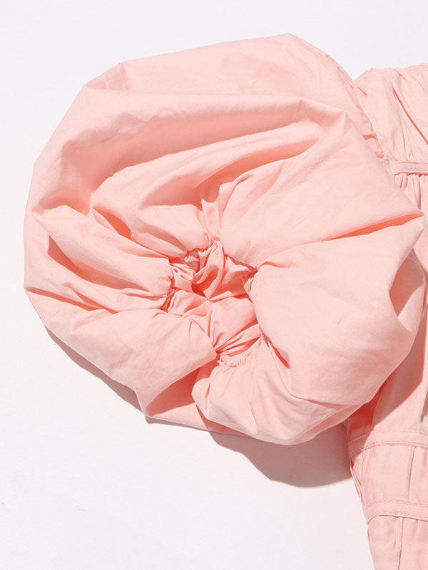 Puff Sleeve Tiered Midi Dress