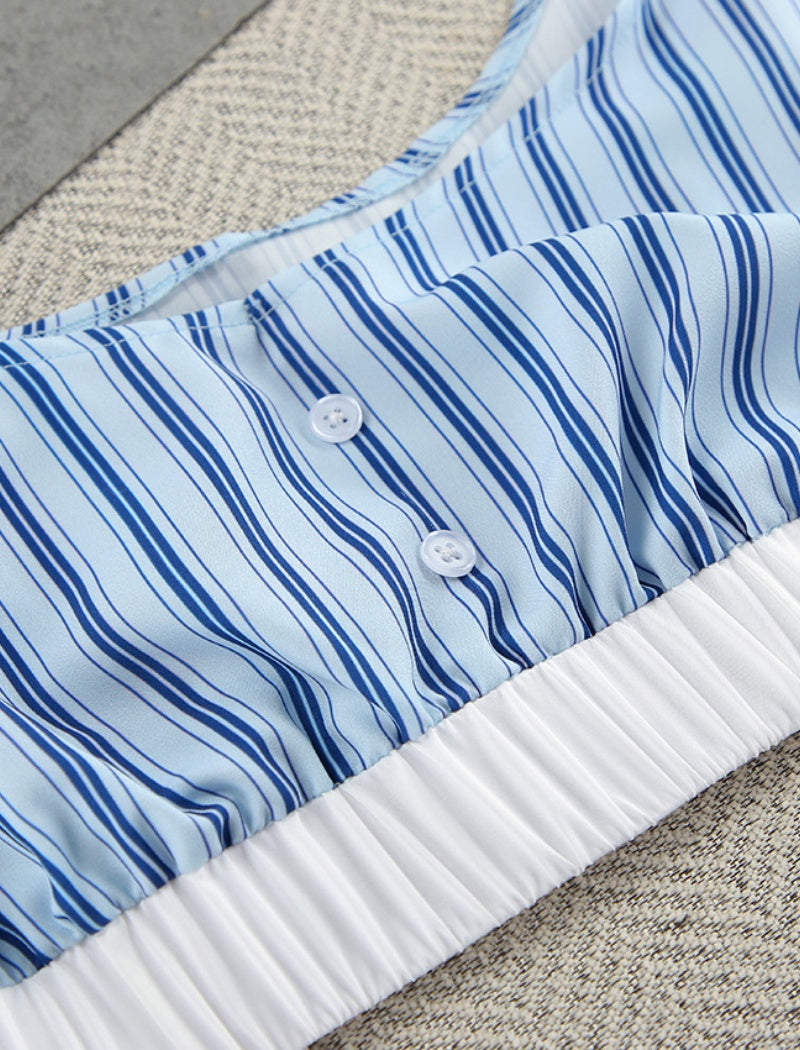 Striped Lounge Set with Wide-Leg Pants
