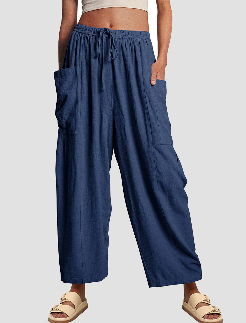 High-Rise Wide-Leg Drawstring Pants