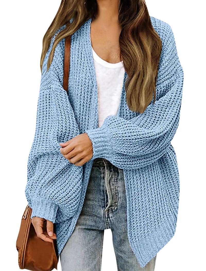 Lantern Sleeve Knit Cardigan