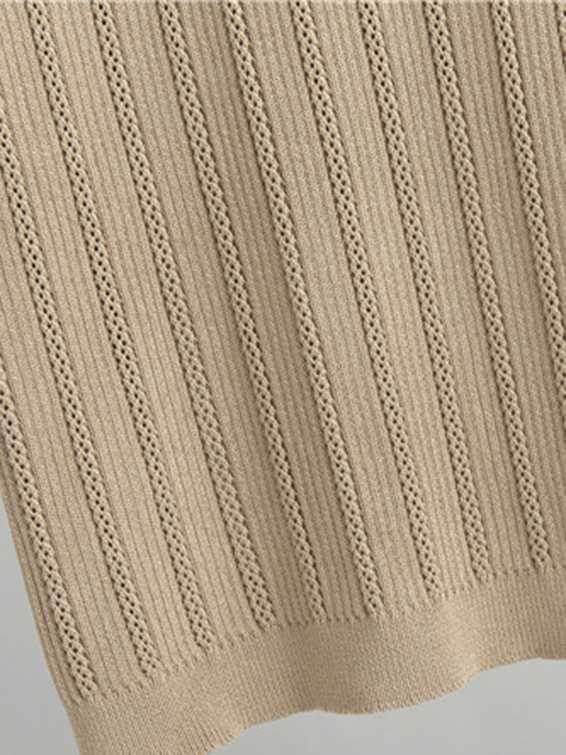 Ribbed Vest and Cardigan and Skirt Set