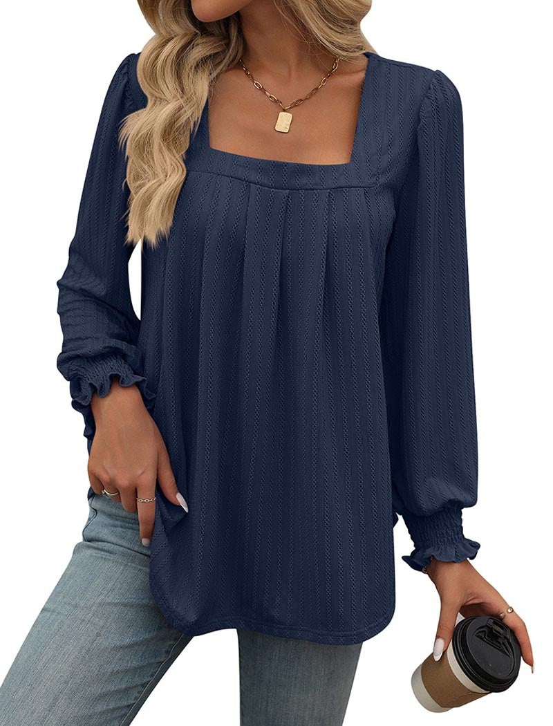 Square Neck Long-Sleeve Blouse