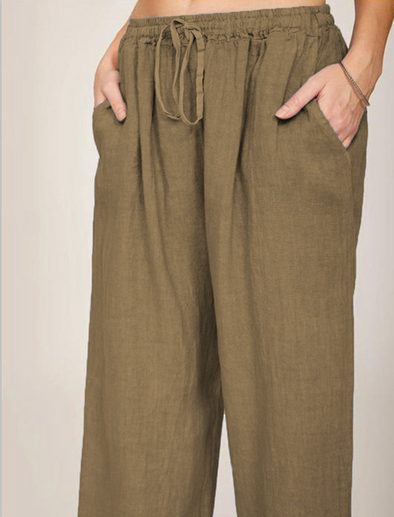 Drawstring Wide-Leg Pants