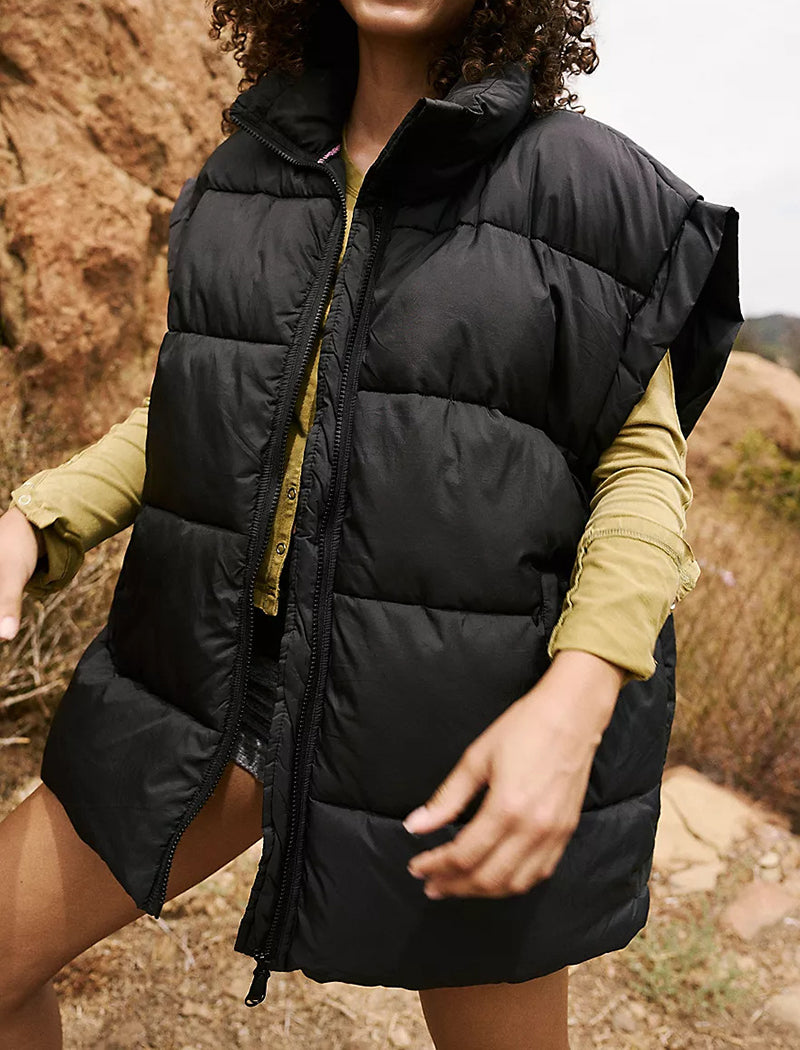 Sleeveless Channel-Stitched Puffer Vest