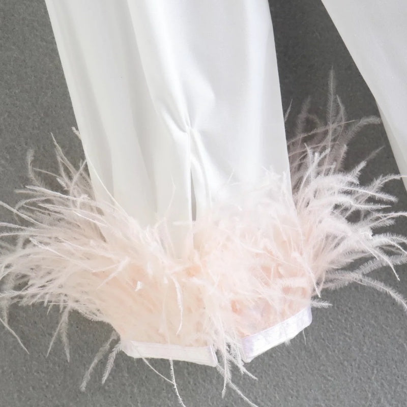 Feather Cuff Button-Down Shirt