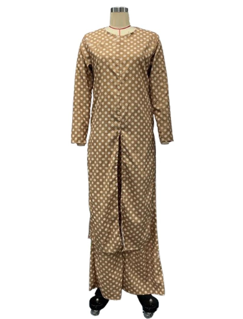 Crewneck Long Sleeve Split Polka Dot Pants Set