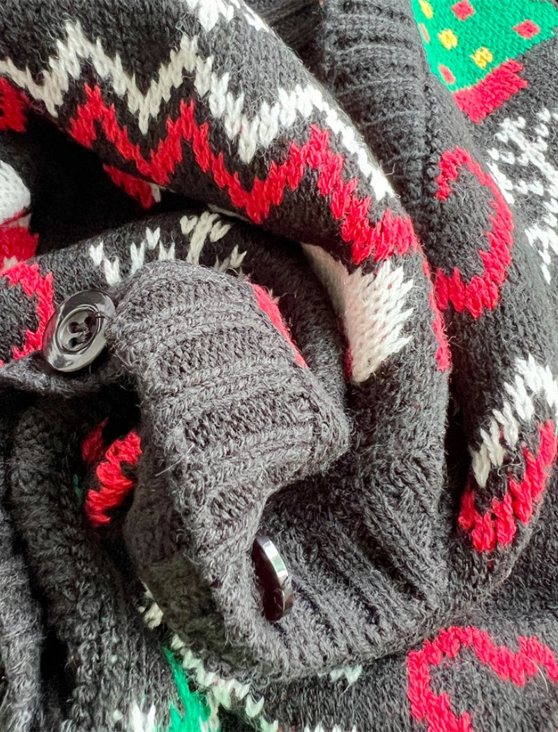 Holiday Cardigan with Festive Prints