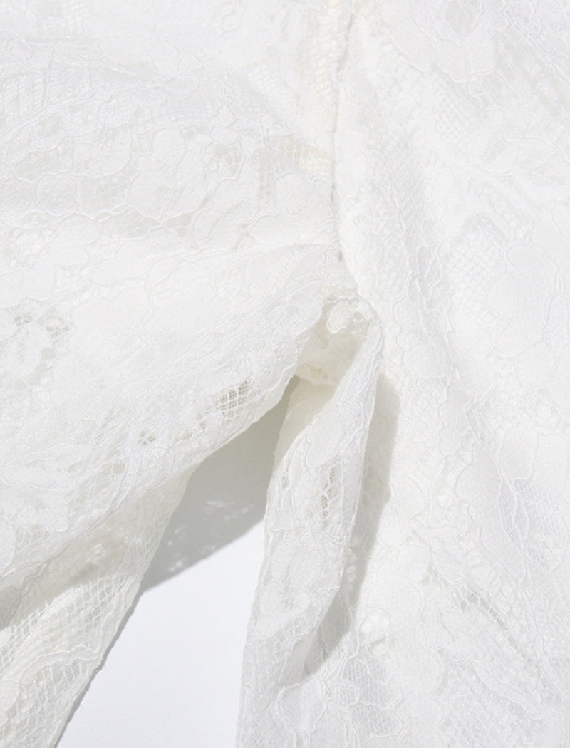 Lace Top and Wide-Leg Pant Set