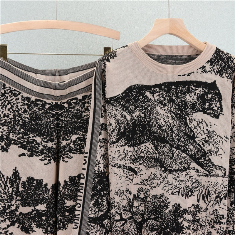 Printed Sweater and Pants Set