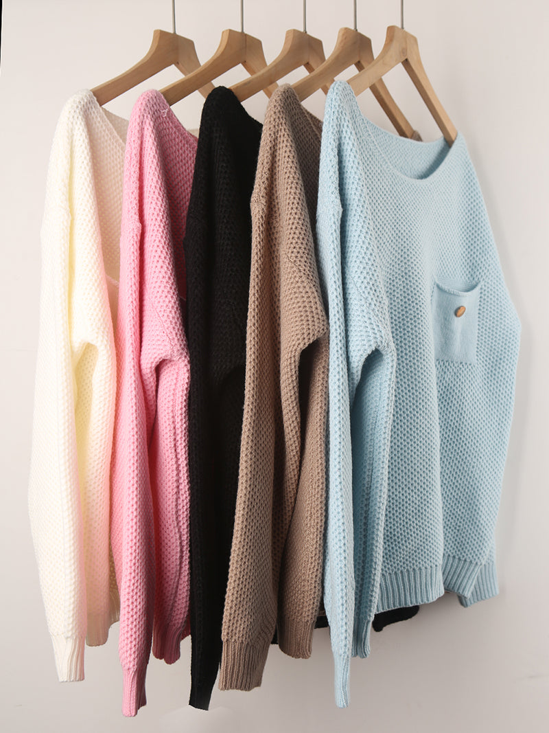 Solid Pocketed Sweater