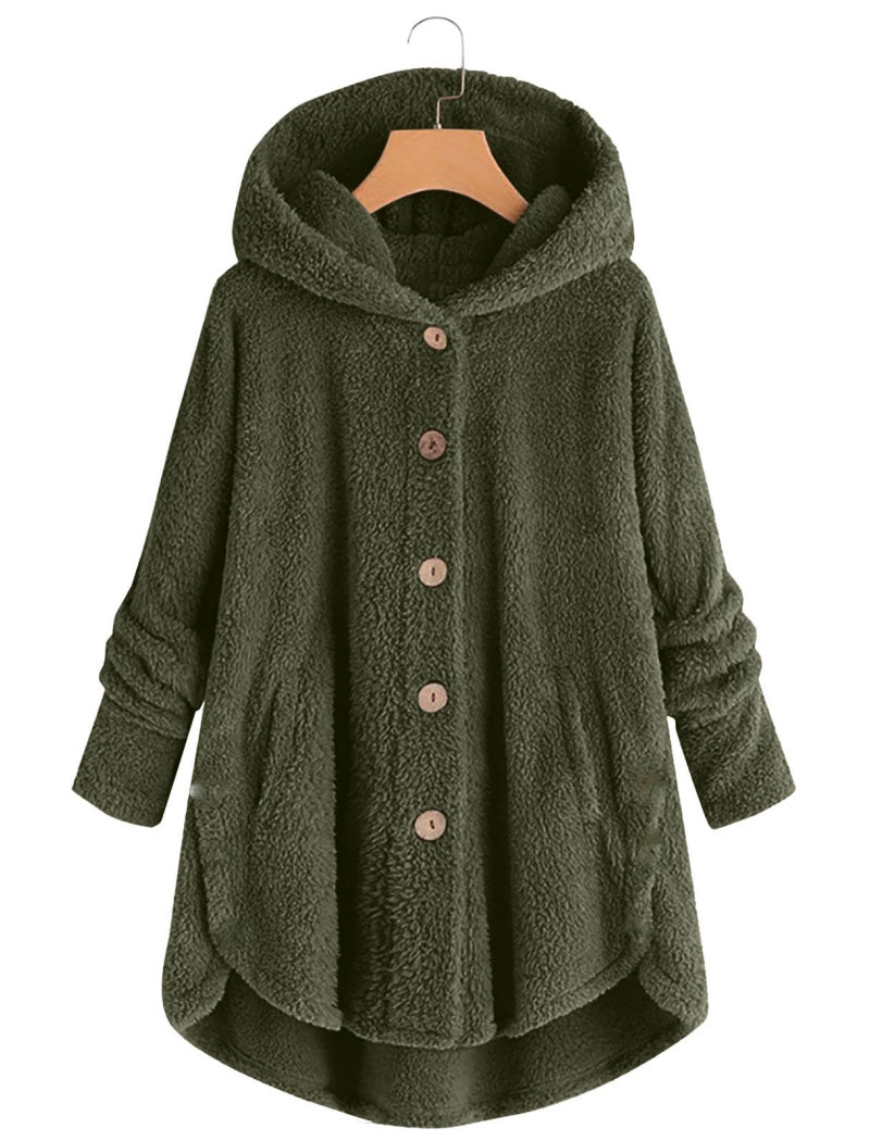 Button-Up Cozy Hooded Jacket