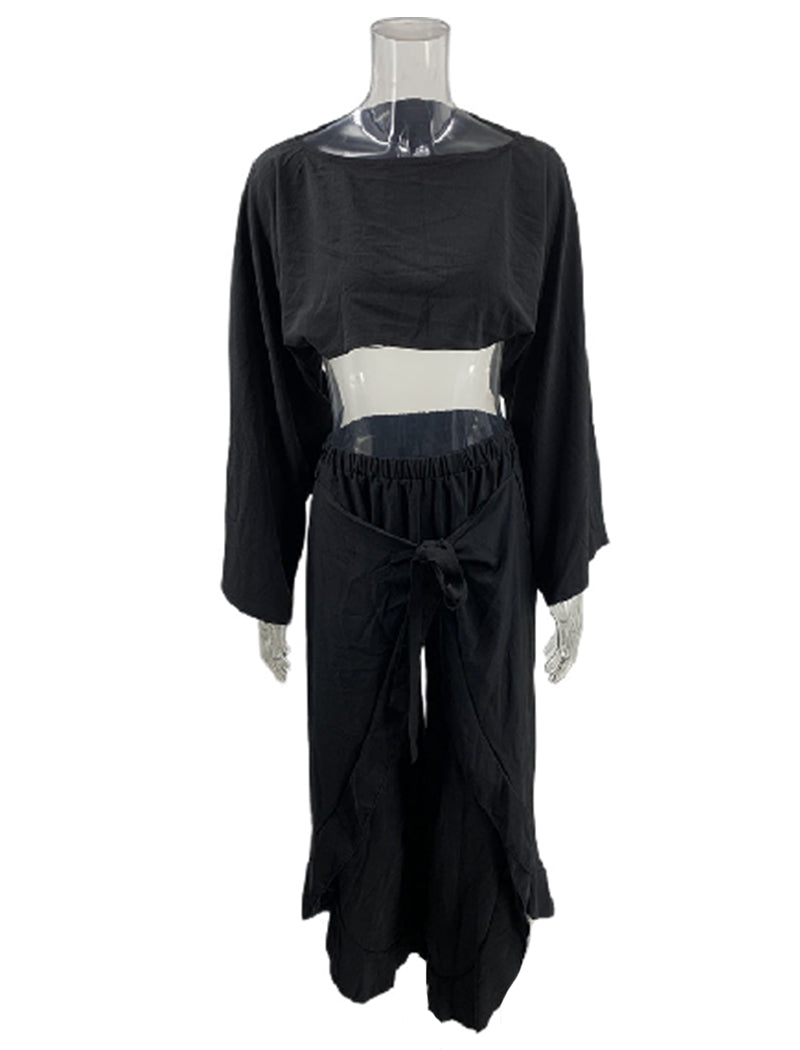 Flowy Crop Top and Pants Set