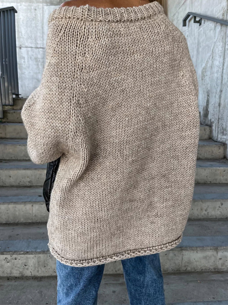 Off-the-Shoulder Oversized Knitted Sweater