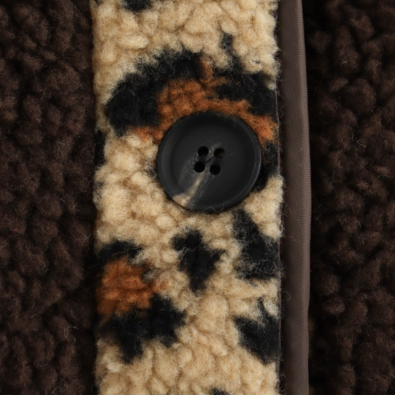 Crewneck Lamb Fleece Sleeve Jacket