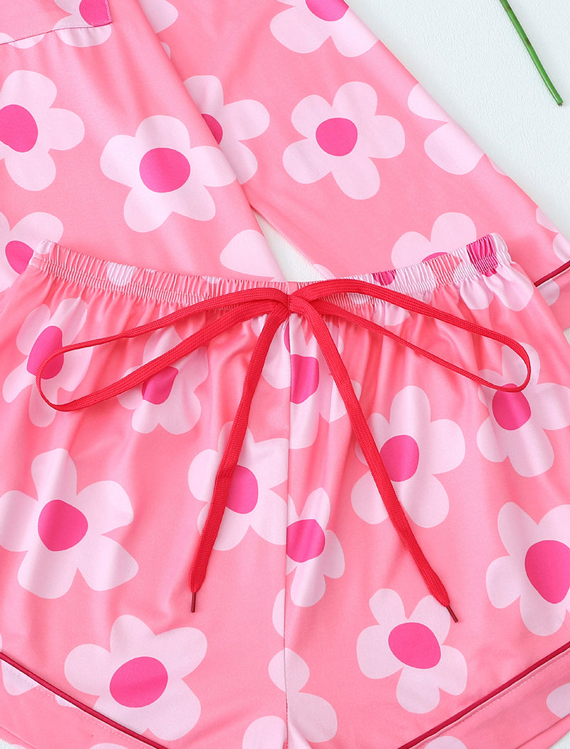 Floral Print Long Sleeve Top and Shorts Set