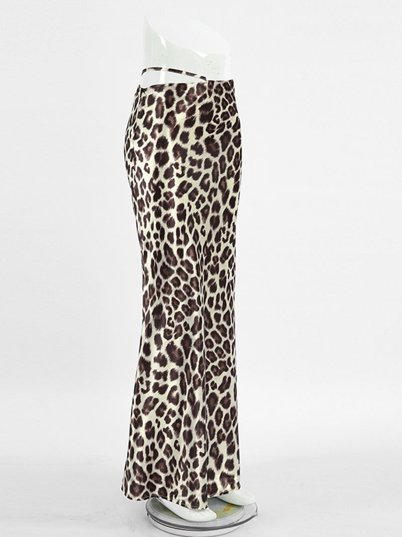 Leopard Cutout Maxi Skirt