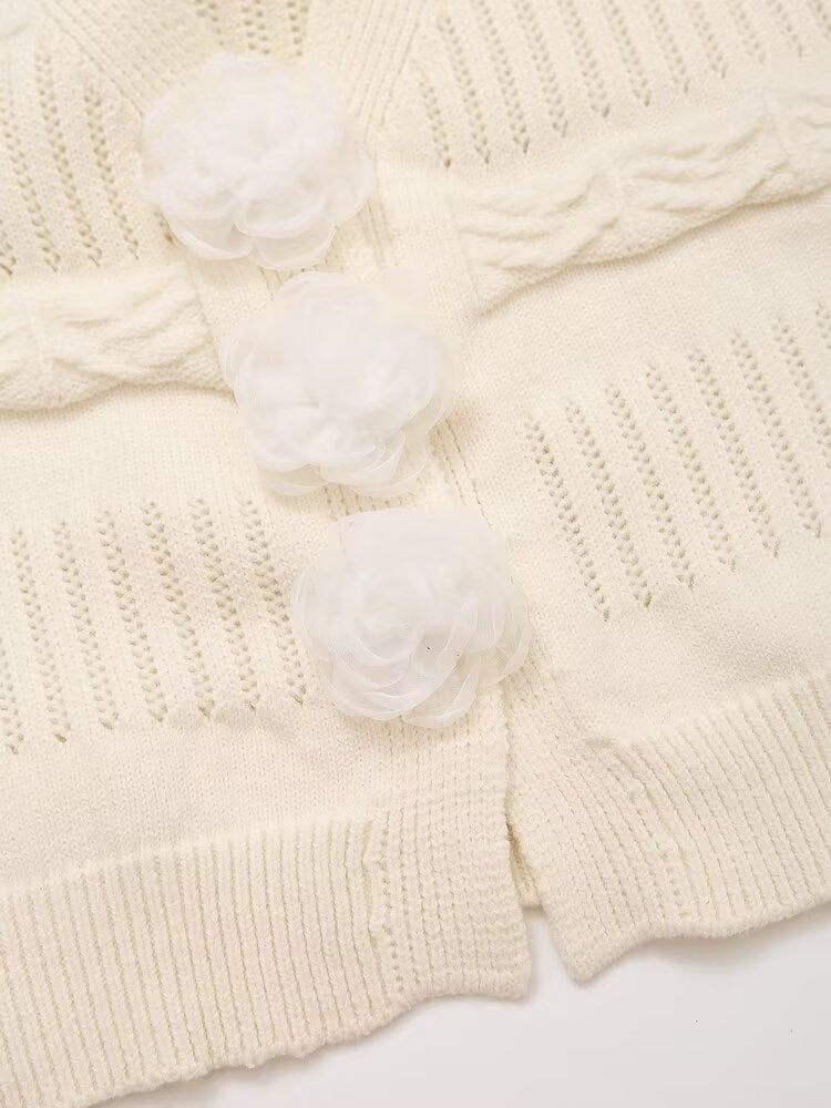 Floral Cropped Knit Cardigan