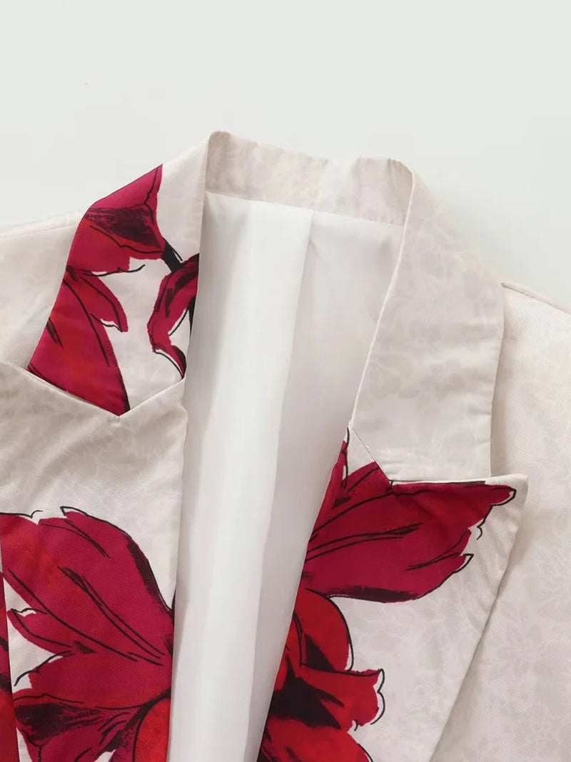 Floral Print Blazer and Pants Set