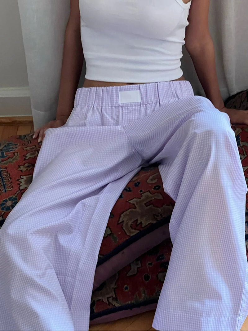 Plaid Mid-Rise Pants