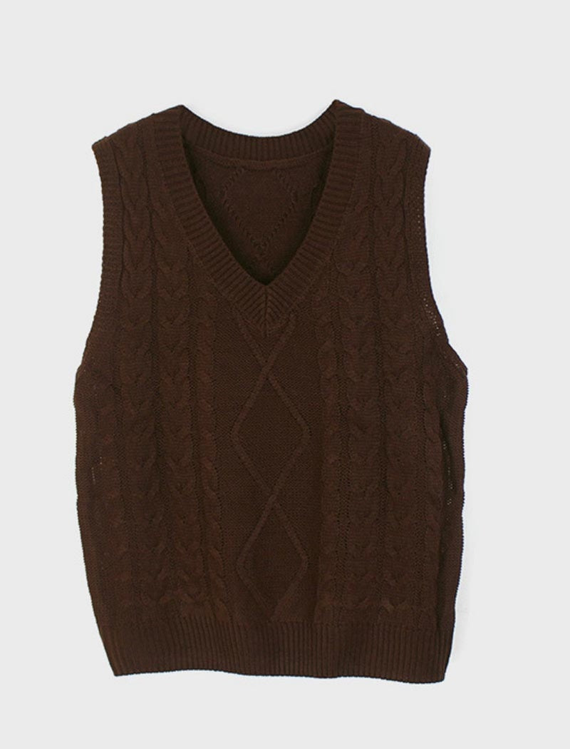 Chunky Knit V-Neck Sweater Vest