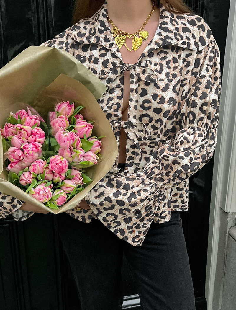 Puff Sleeve Leopard Print Top