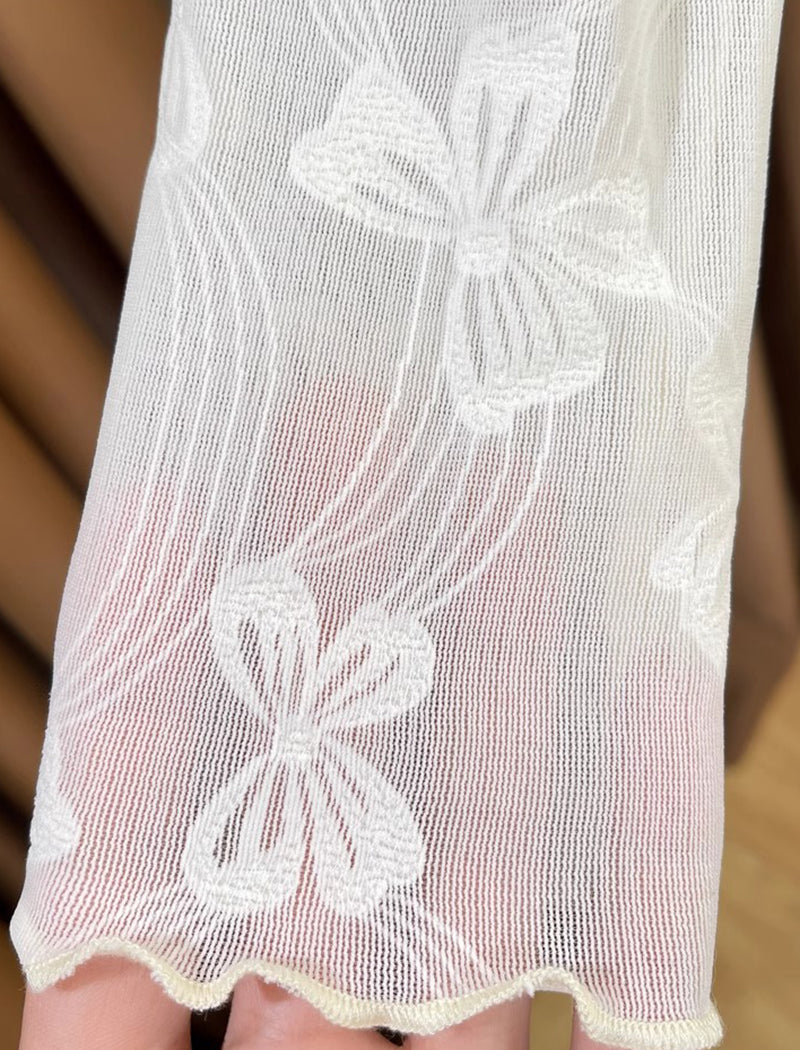 Sheer Floral Lace Long Sleeve Top