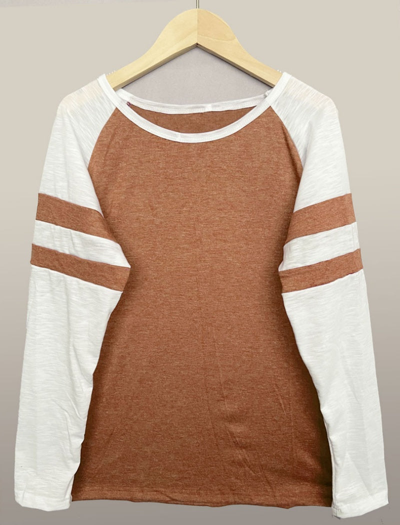 Striped Long Sleeve Baseball Tee