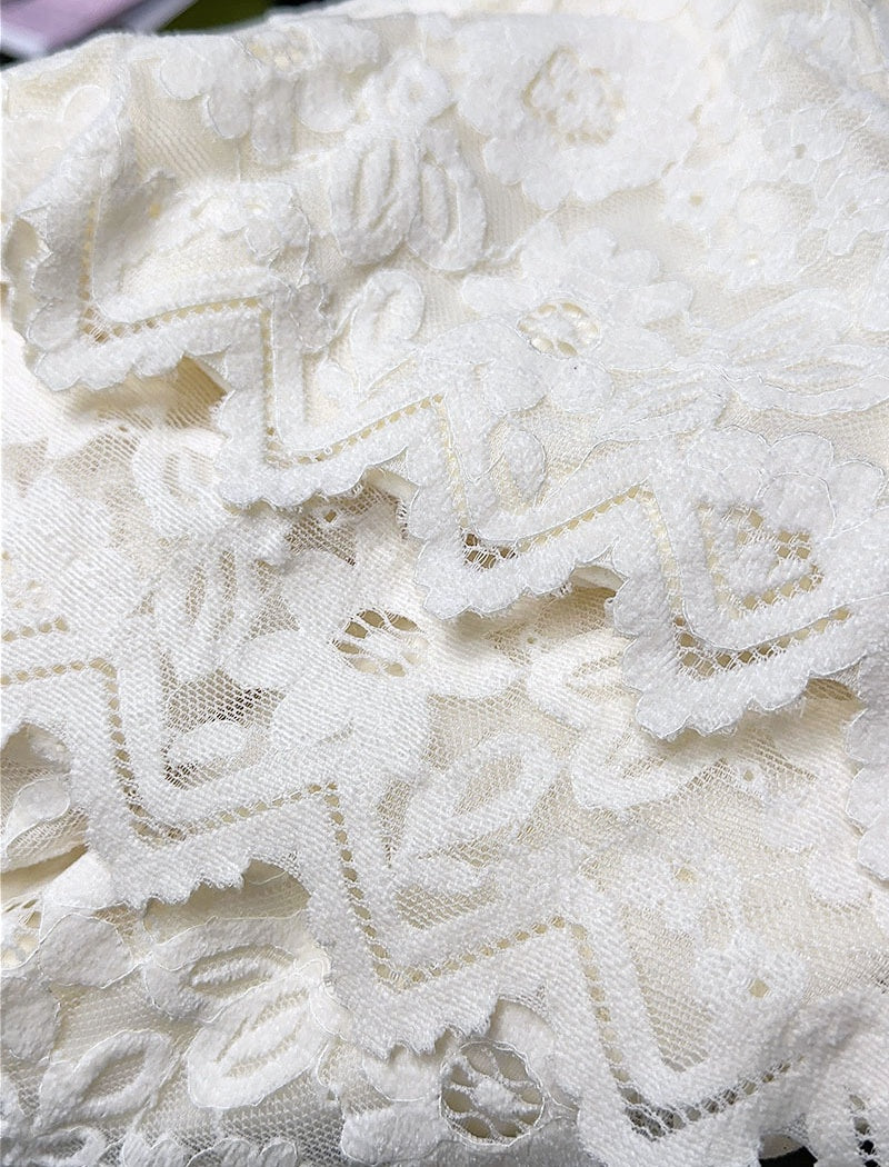 Lace Midi Skirt with Elastic Waistband