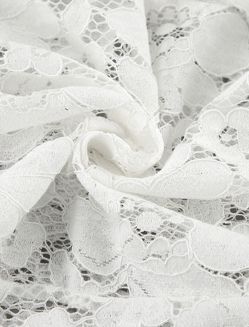 Sheer Floral Lace High-Waisted Pants