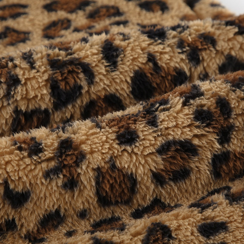 Leopard Print Tie-Waist Fuzzy Pants