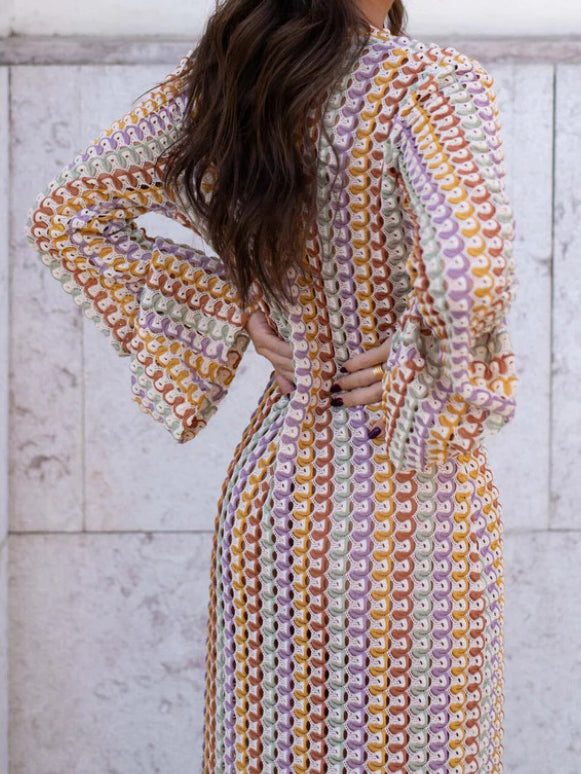 V-Neck Colorblock Maxi Dress