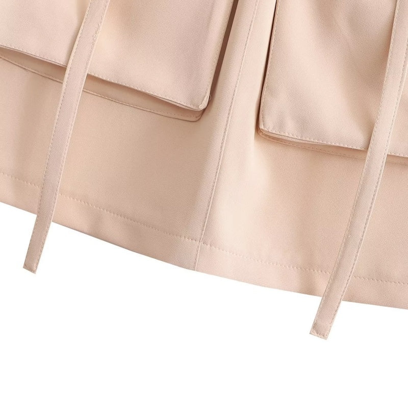 Elastic Waist Skirt with Utility Pockets